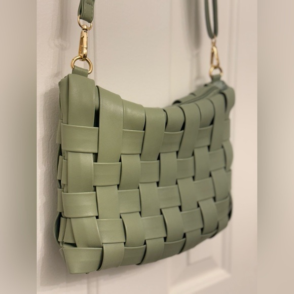Anthropologie Lindy Woven Crossbody Bag Mint/Pistachio Green - Picture 3 of 7